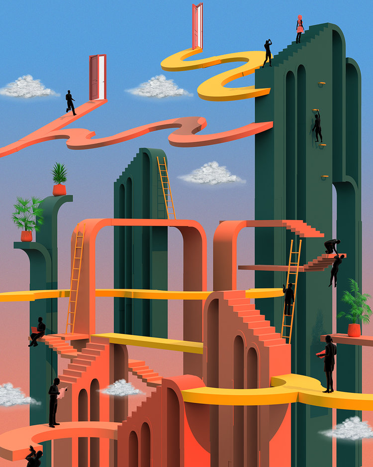 retro futuristic illustrations by tishk barzanji