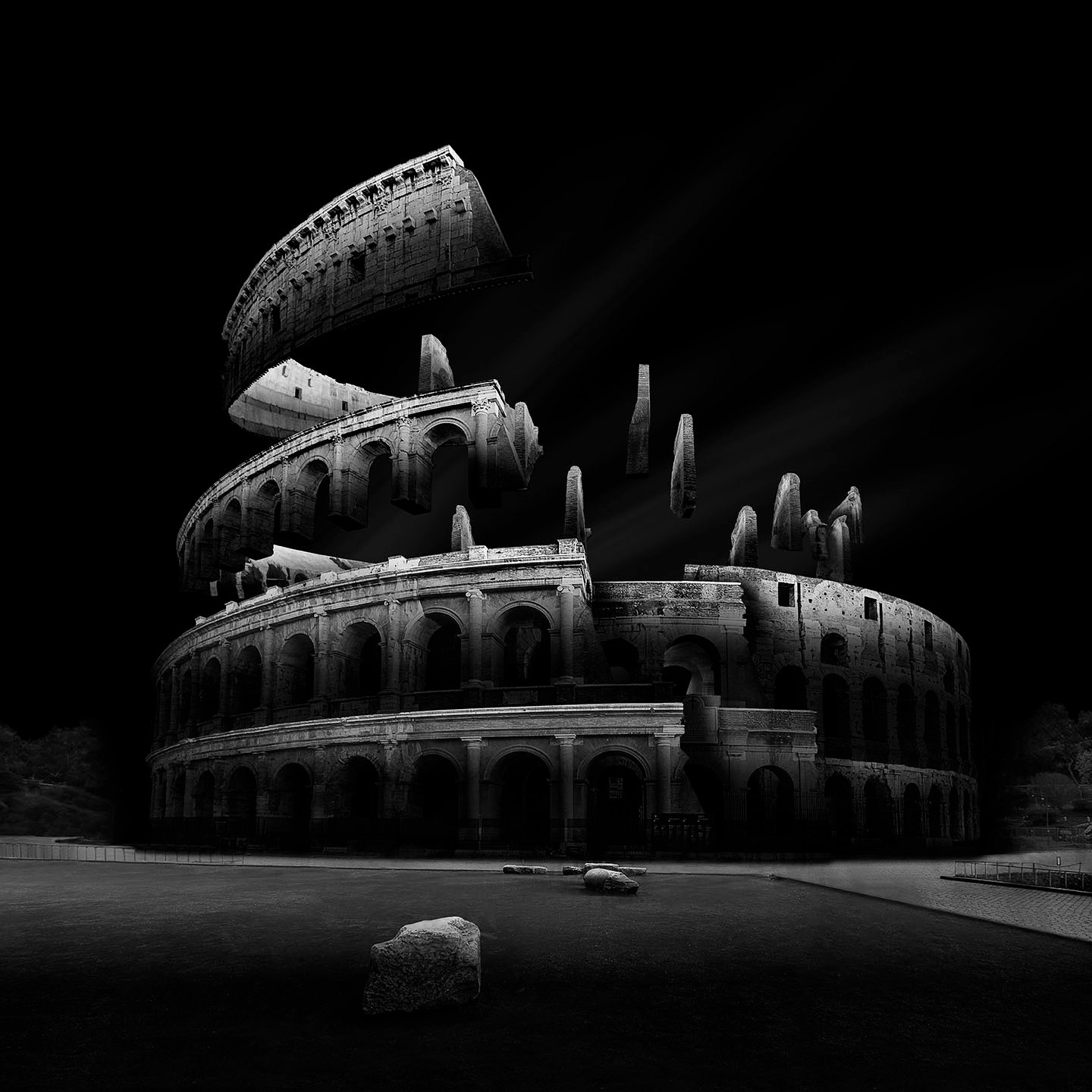 daniel garay arango black white deconstructed monuments