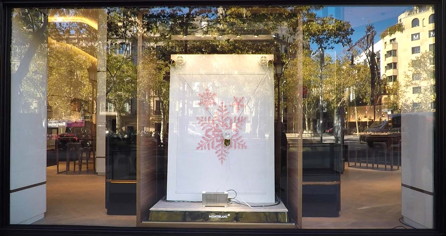 robot writting montblanc window campaign