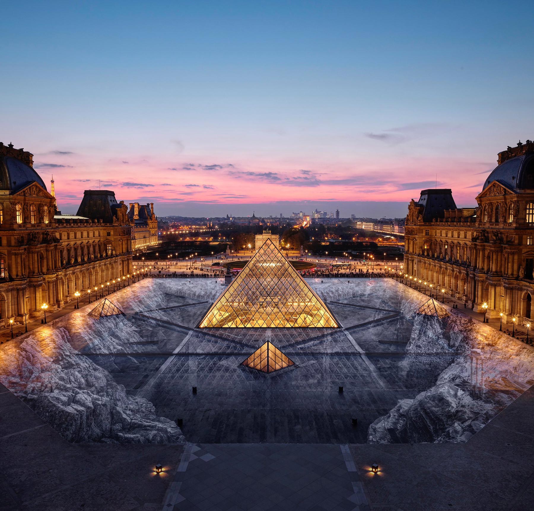 jr optical illusion louvres pyramid paris