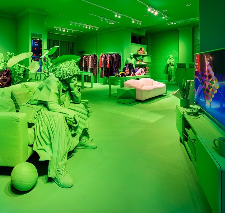 louis vuittons neon green pop up space new york