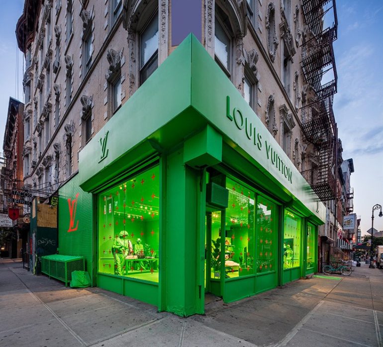 louis vuittons neon green pop up space new york
