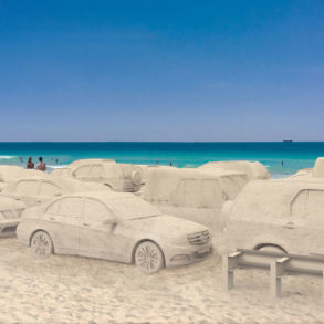 leandro erlich built a traffic jam made of sand miami beach