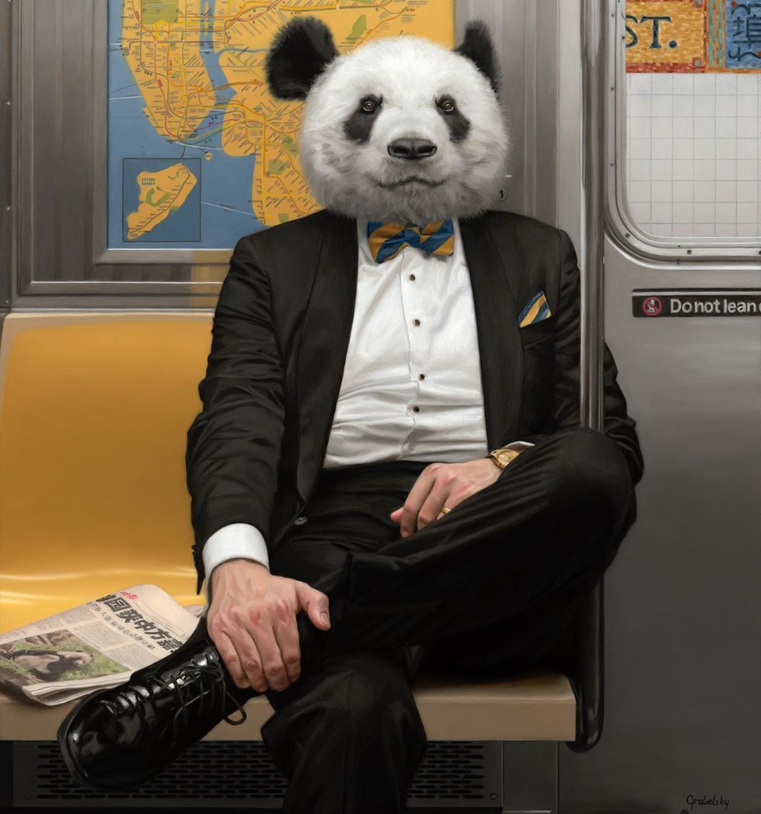 matthew grabelsky animal new york subway painting portraits