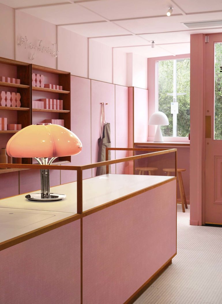A pink Formica cafe by Child Studio