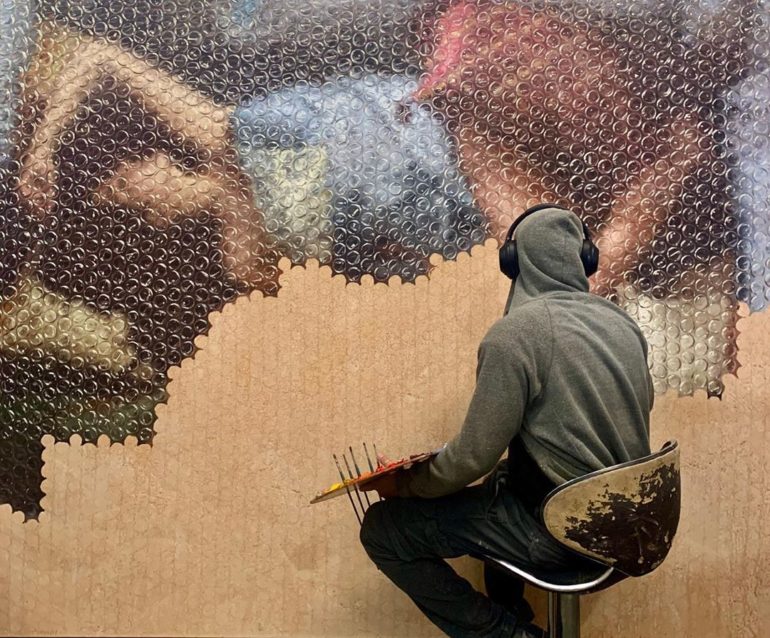 Darian Mederos Emotive Bubble Wrap Paintings