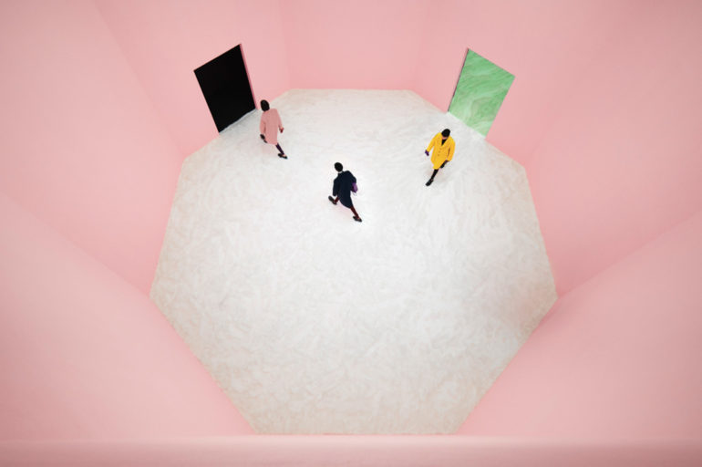 Rem koolhaas+AMO designed the showspace for Prada’s FW21 menswear